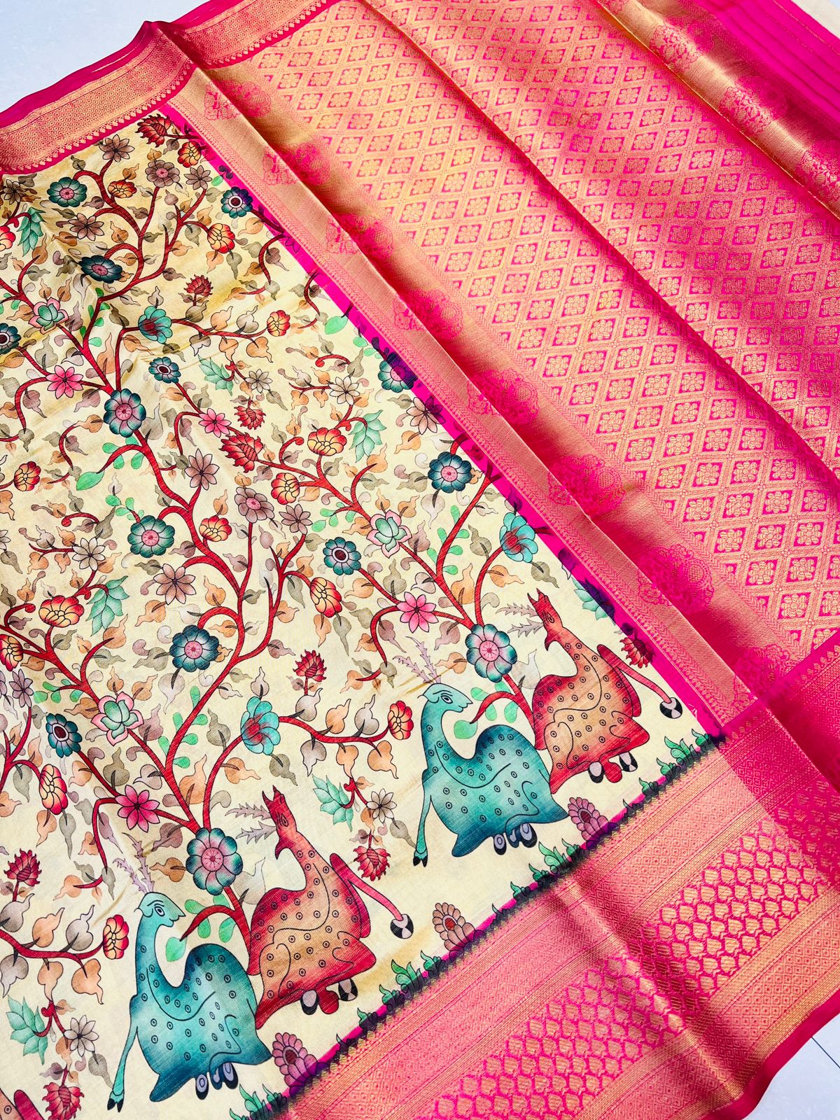 kalamkari tissue silk vol 2 Printed Non Catalog Sarees